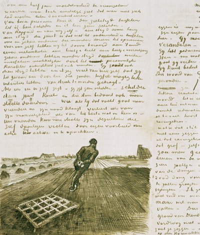 Hombre tirando de un rastrillo de Vincent van Gogh